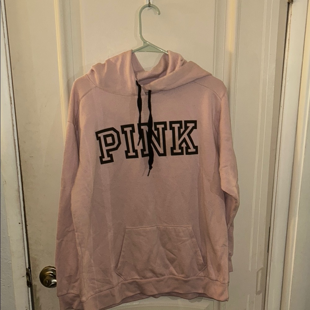 Pink Hoodie with Black Lettering